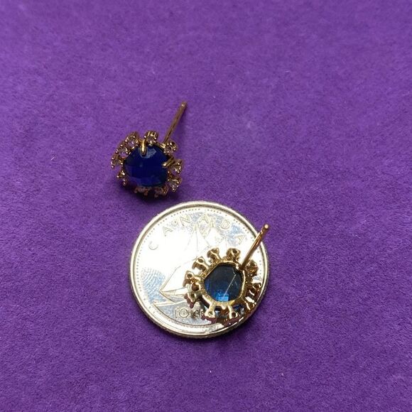 💛 Classic Gold Vermeil Sapphire Crystal Starburst Earrings - Picture 4 of 5